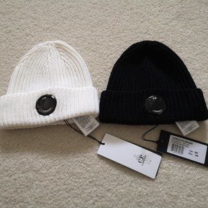 CP. Company Extrafine Merino Wool Lens Beanies (1 Black and 1 White)